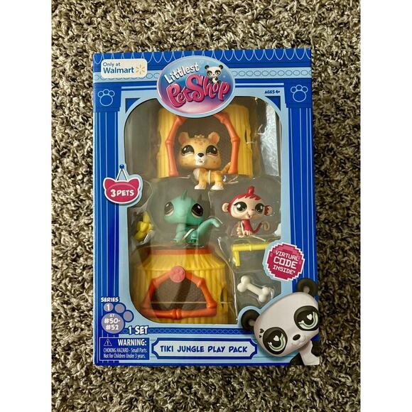 Authentic Littlest Pet Shop Tiki Jungle Play Pack with Gen 7 Pets 3 Pets New - Picture 1 of 3